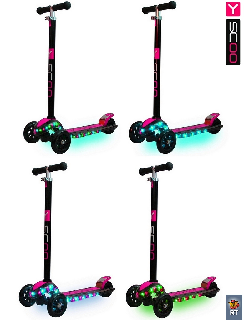 Самокат Y-Scoo Maxi Laser Show, черно-розовый  